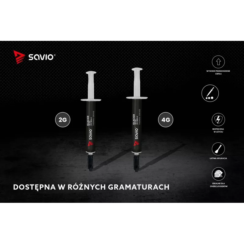 Pasta termoprzewodząca SAVIO TG-03 13,5 W/m·K, 2 g — związek termoprzewodzący