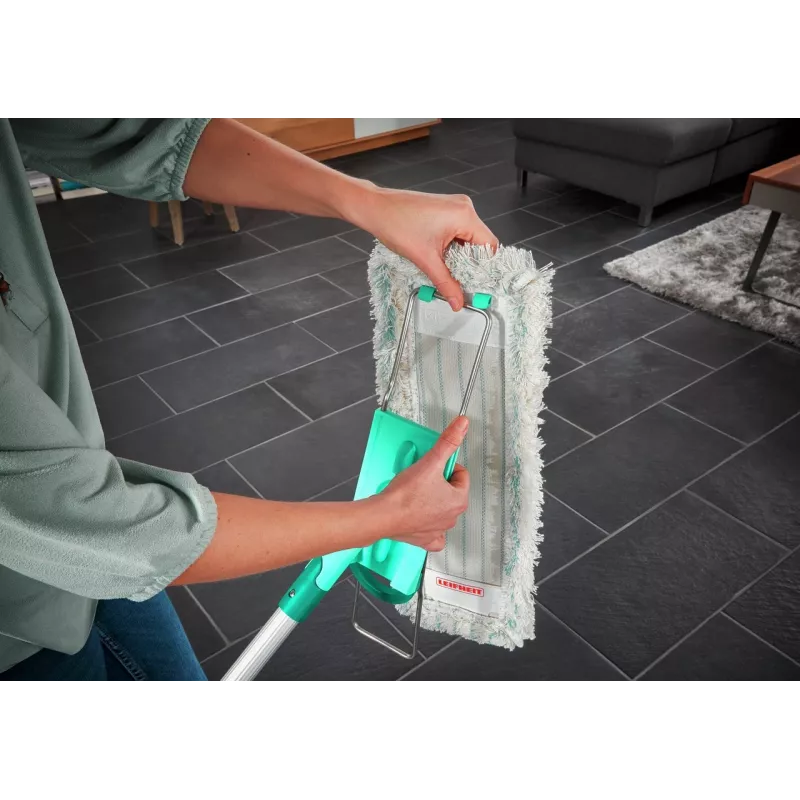 Mop płaski Leifheit Profi XL cotton plus — szerokość 420 mm, obrotowa głowica 360°, bawełna/włókno, trzonek aluminiowy