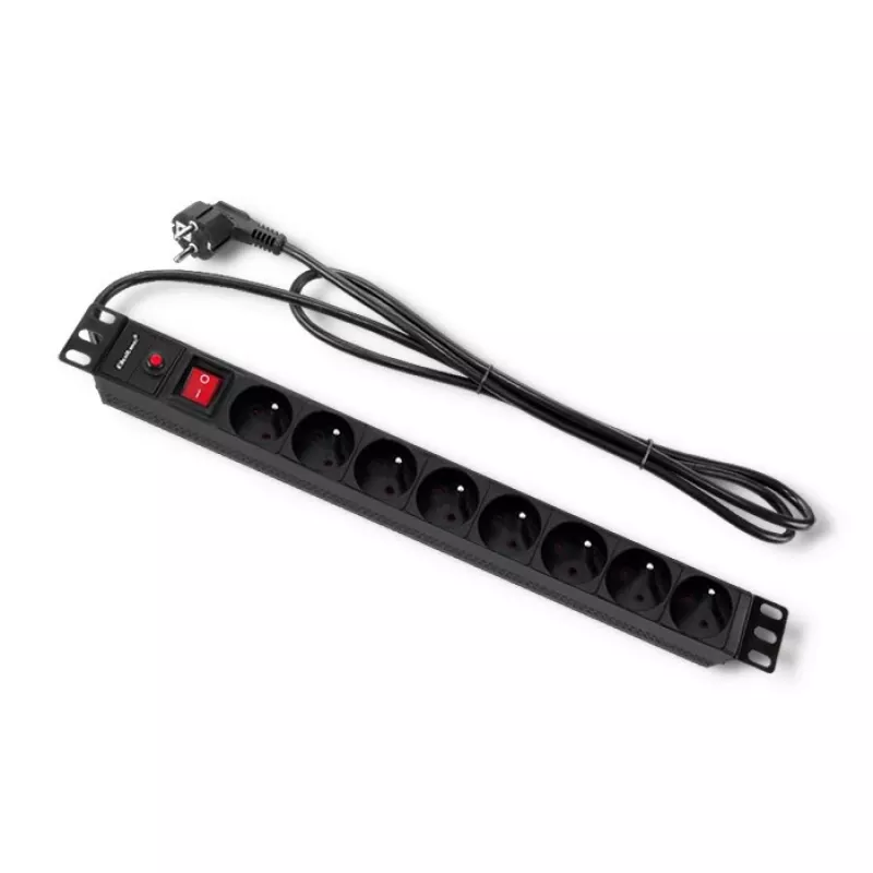 Qoltec 53996 Listwa zasilająca do RACK 19 | 1U | 16A | PDU | 8xFRENCH | 2m