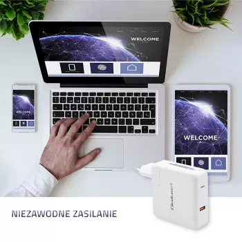 Qoltec GaN Charger FAST 108W | 5-20V | 3-4.7A | USB C | Biały