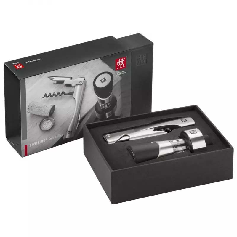 Zestaw narzędzi sommelierskich ZWILLING Sommelier — prostokątne etui 100×190×42 mm, 2 szt.