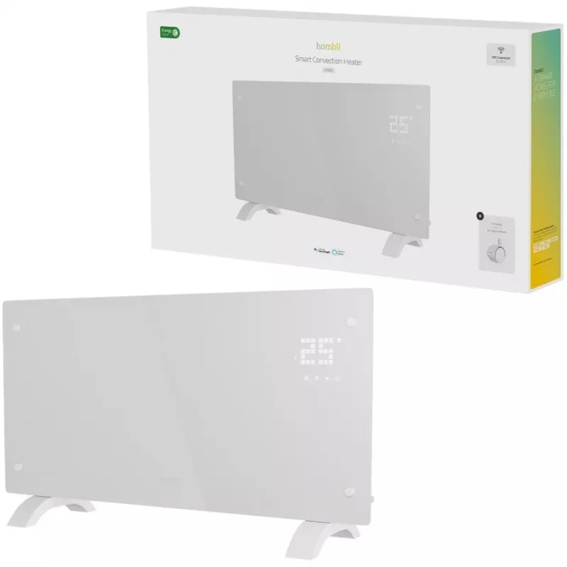 Grzejnik konwekcyjny elektryczny Hombli HBCH-0309, 2000 W, ogrzewanie włóknem węglowym, do użytku wewnętrznego na podłodze/ścianie, biały