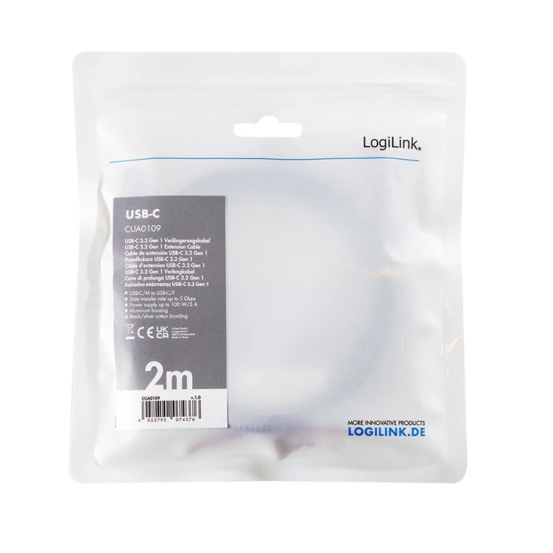 Przedłużacz USB 3.2 Gen1 Type-C żeński, PD, 2m