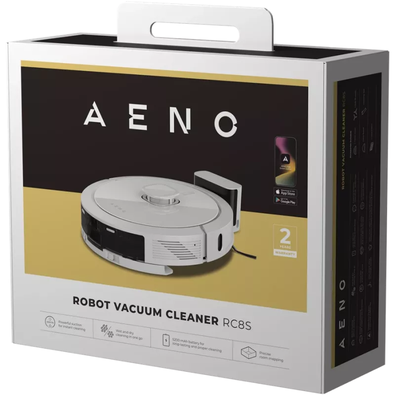 Laser Robot vacuum cleaner with 5200 mAh battery, 2-in-1 water tank and dustbin, 300 ml dustbin, 300 ml water tank, suction 4000 Pa