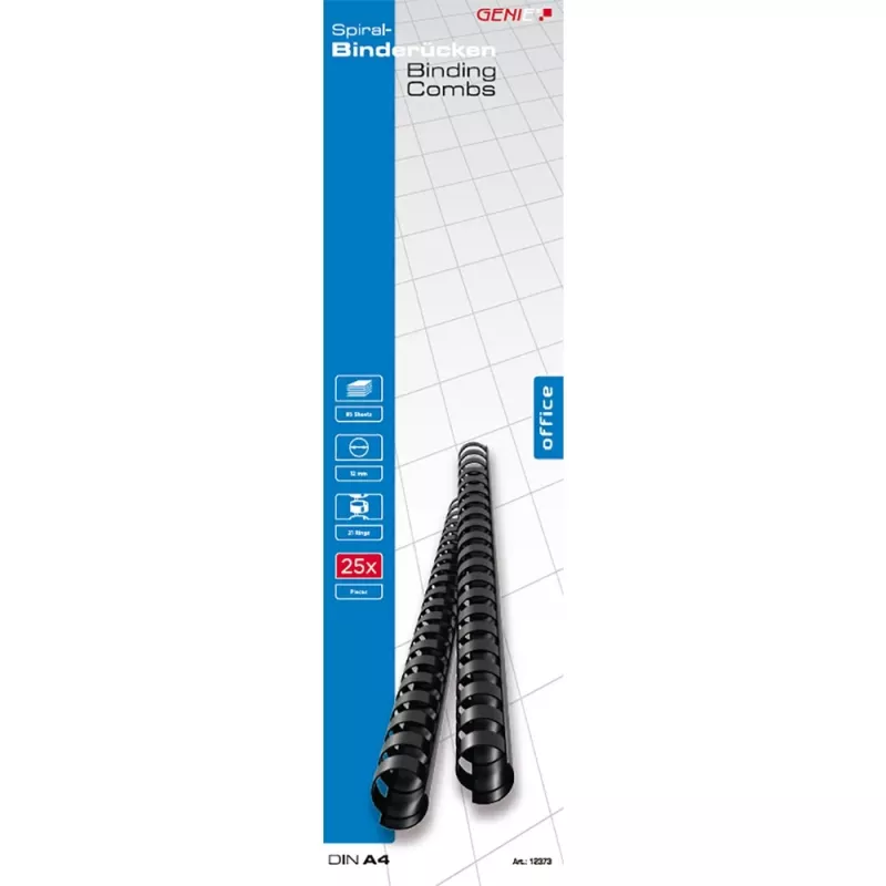 Genie 12373 - Binderücken - Schwarz - 85 Blätter - Kunststoff - 1,2 cm - 120 mm