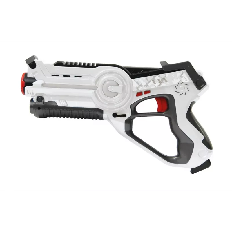 Jamara 410065 Impulse Laser Bug Hunt Set, zabawkowy pistolet laserowy z celem, biały/pomarańczowy