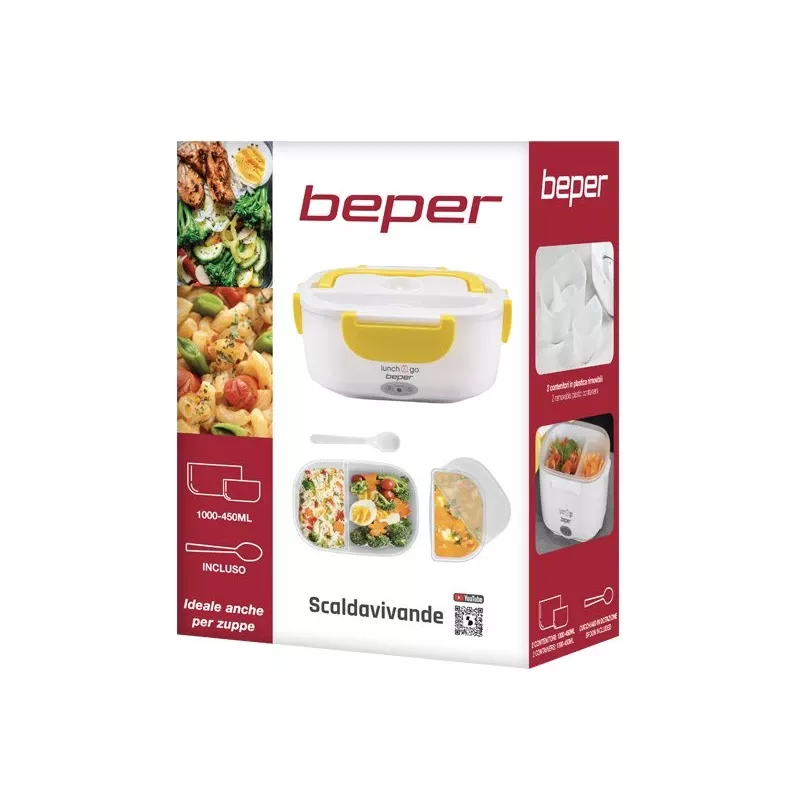 Elektryczny pojemnik na lunch Beper 90.920G - podgrzewacz do jedzenia 1 L, żółty