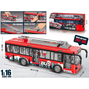 Autobus zabawka z światłami, dźwiękiem i otwieranymi drzwiami Madej model 012865