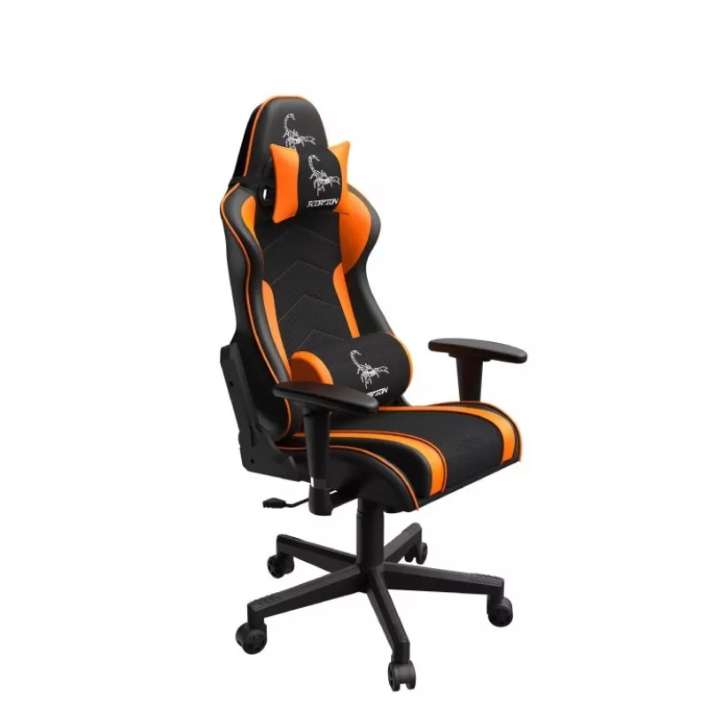 Fotel gamingowy GEMBIRD GC-SCORPION-04X czarno-pomarańczowy ergonomiczny, regulowane siedzisko, wysokie oparcie