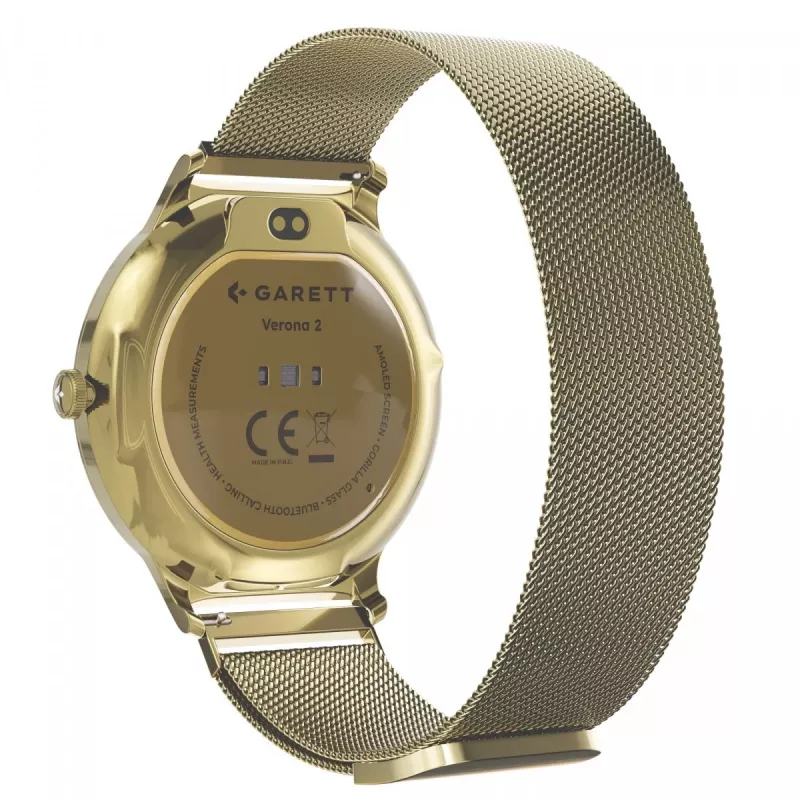 Smartwatch Garett Verona 2 Gold Mesh z Bluetooth i monitorem tętna