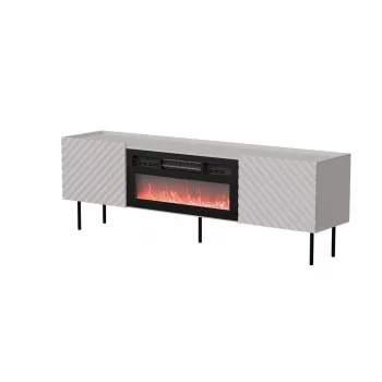 Szafka RTV cama meble LUCCA 180x40x59 cm, blat cashmere, kominek czarny