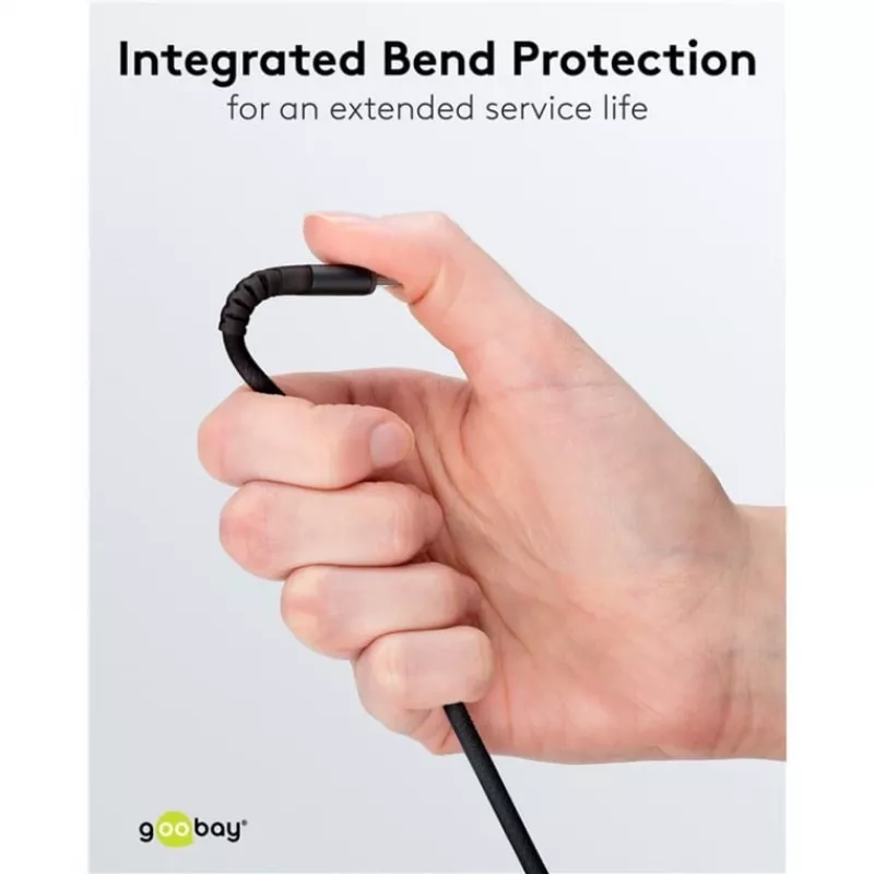 Przewód USB Goobay USB-C Fabric Supersoft z metalowymi złączami, 2 m, czarny (2m, USB 2.0, 60W), kabel USB