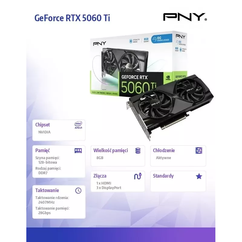 Karta graficzna PNY GeForce RTX 5060 Ti 8GB GDDR6