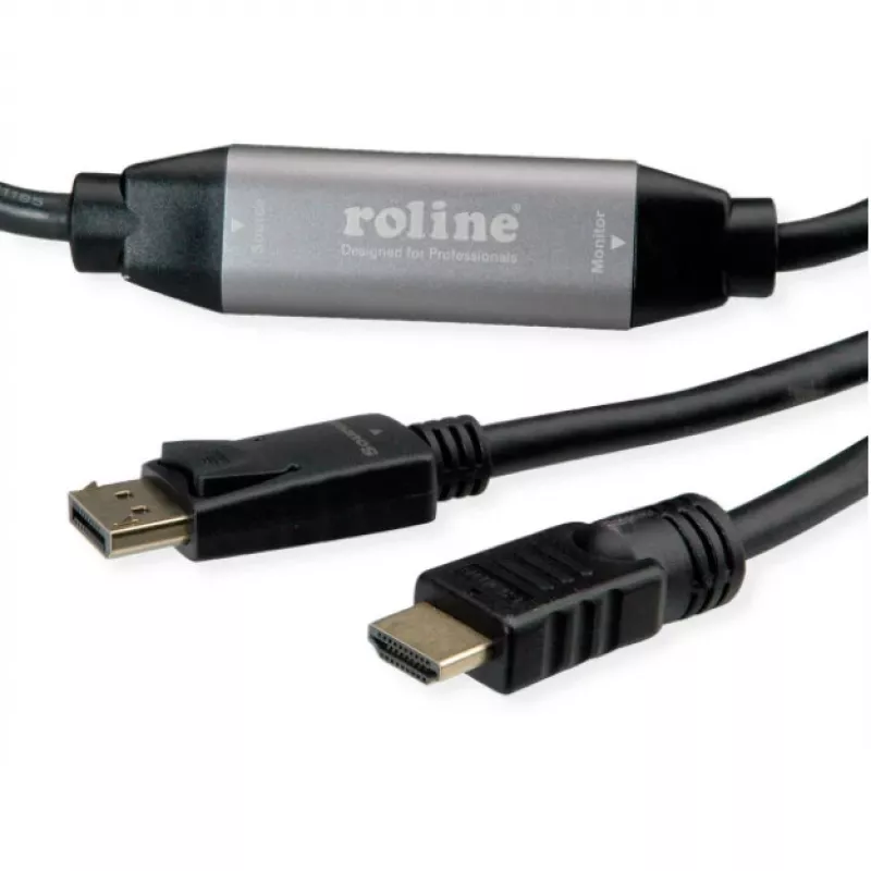 adapter kablowya wideo ROLINE 11.04.5776 7.5m HDMI Type A DisplayPort czarny