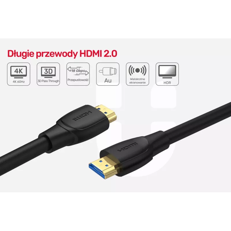 Kabel Unitek HDMI 2.0, 4K 60Hz, C11068BK, 7 m