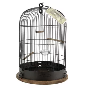 Klatka dla ptaków ZOLUX Retro Lisette — metalowa klatka dla małych ptaków, Ø38 cm, wysokość 55 cm, ciemnobrązowa, z huśtawką