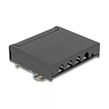 Patch panel DELOCK Mini Desktop RJ45 4-port Cat.6A ekranowany czarny, metal, 90×22×93 mm