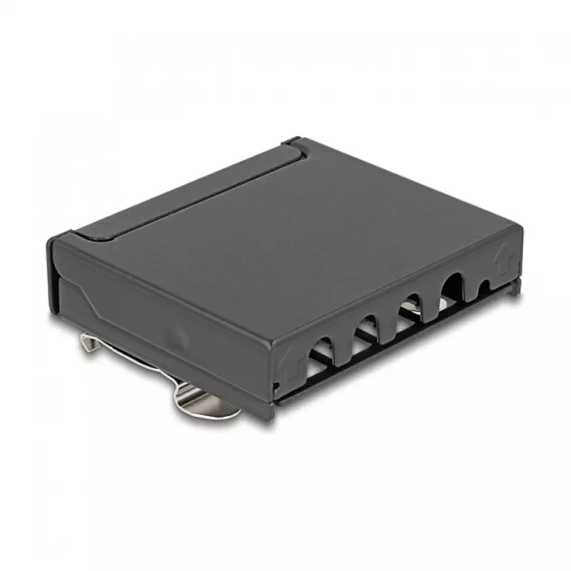 Patch panel DELOCK Mini Desktop RJ45 4-port Cat.6A ekranowany czarny, metal, 90×22×93 mm