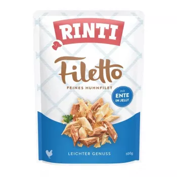 Mokra karma dla psów RINTI Filetto Filet z kurczaka z kaczką 100 g — pełnoporcjowy posiłek dla dorosłych psów, 14% białka, 82% wilgotności