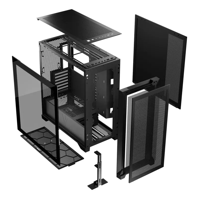 Obudowa komputerowa MODECOM VOLCANO EXPANSE S MIDI Czarna — szkło hartowane, USB-C, obsługa micro ATX, GPU do 430 mm