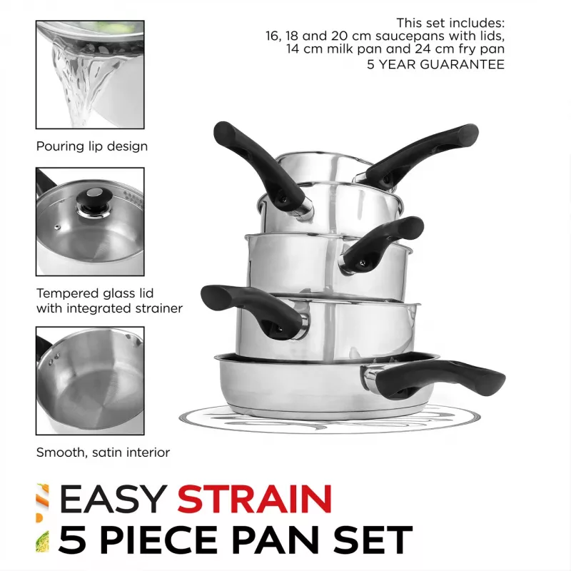 Zestaw garnków Russell Hobbs RH00543EU7 — 5-częściowy, z powłoką nieprzywierającą, można myć w zmywarce