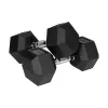 Hantel Rebel Active Hex gumowany 15 kg — pojedynczy hantel sześciokątny, kompaktowy uchwyt