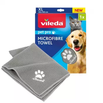 Ręcznik z mikrofibry VILEDA 172651 dla kotów i psów, szary, 650×1000 mm, poliamid