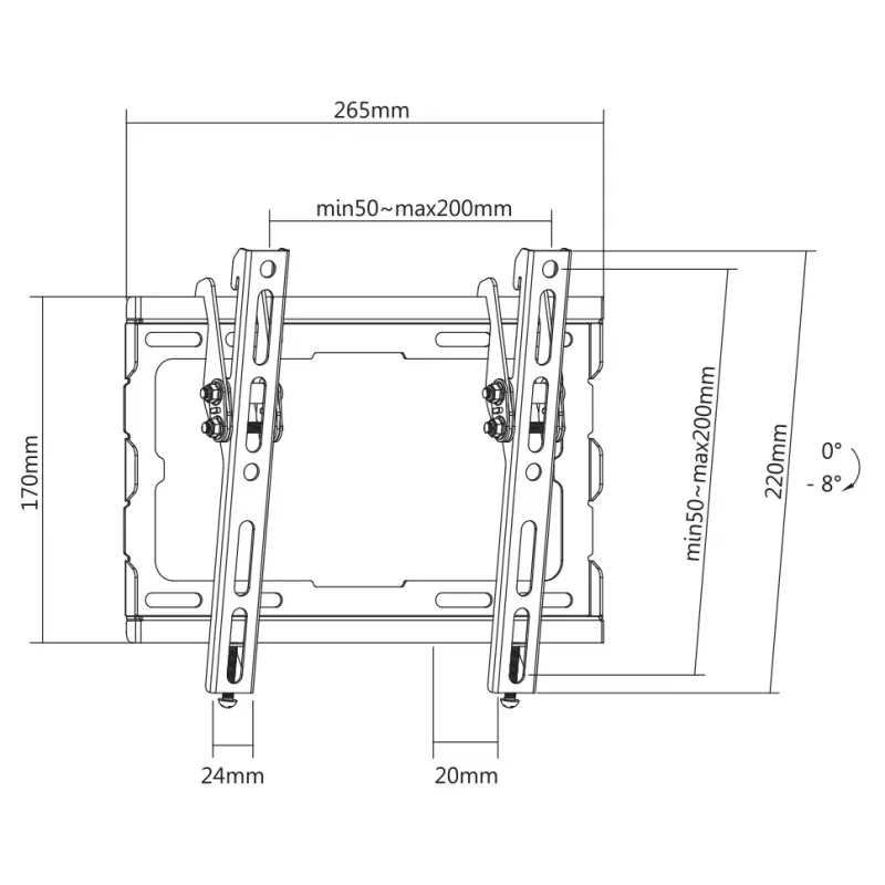 Uchwyt ścienny do telewizora SBOX PLB-3422T-2, uchylny, dla 23–43 cali / 45 kg, VESA 200×200