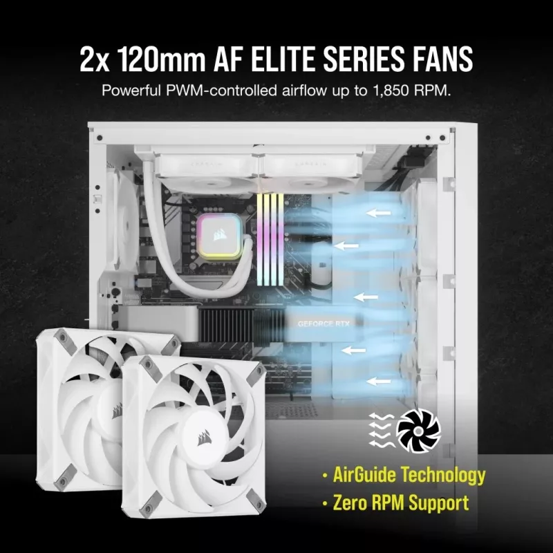 CORSAIR iCUE H100i RGB ELITE układ chłodzenia cieczą procesora 1-pack biały 120 mm