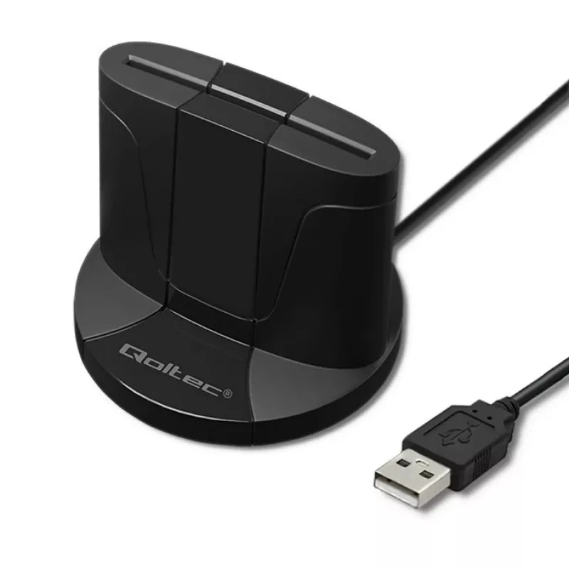 Czytnik kart inteligentnych Qoltec 50632 USB 2.0 Czarny Kabel 1m