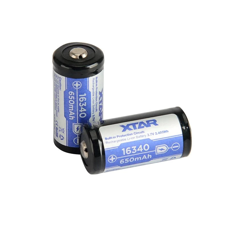 Akumulator XTAR 16340 (CR123) Li‑ion 3,7 V 850 mAh, wysokość 34 mm, średnica 1,6 cm