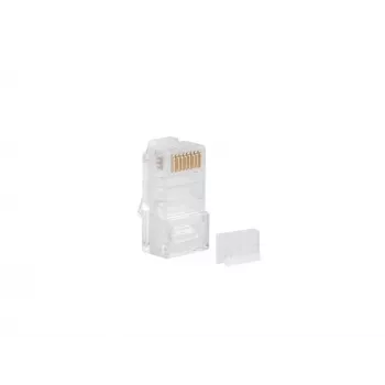 Złącze przewodowe LANBERG RJ-45 PLU-6000 do kabli Cat6 U/UTP, przezroczyste/białe, opakowanie 100 szt.