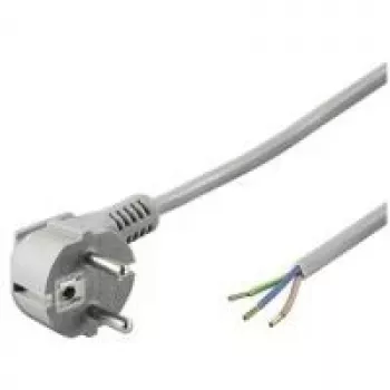 Wentronic Goobay uziemiony kabel zasilający kątowy do samodzielnego montażu, 2 m, szary - Typ F (Typ F, CEE 7/7) > luźne końcówki przewodów (50082)