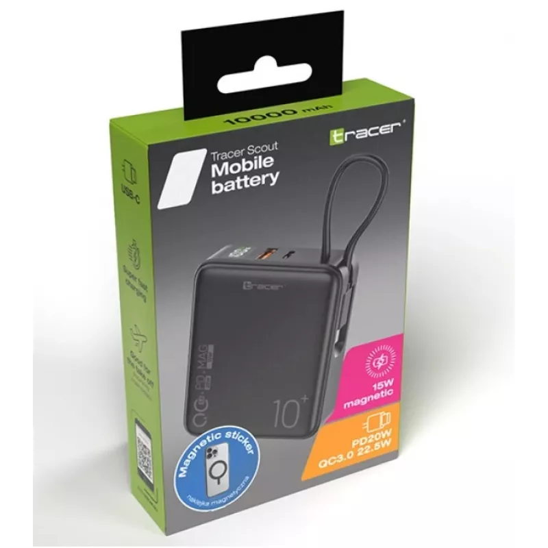 Przenośna ładowarka Tracer Scout 10000 mAh MAG+PD+QC