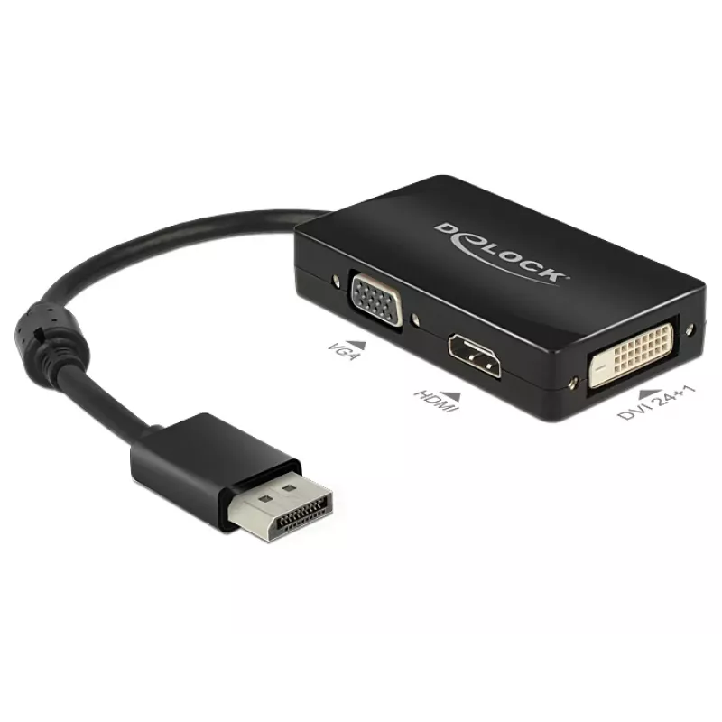 DeLOCK 0.16m DisplayPort/VGA+HDMI+DVI VGA (D-Sub)+ HDMI + DVI Czarny