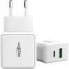 ANSMANN HC218PD - Zasilacz - 18 W - 3000 mA - PD, QC 3.0 - 2 porty wyjściowe (USB, USB-C) - Biały (1001-0111)
