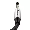 Baseus Yiven Audio kabel Kabel 3.5 męski Audio M30 1.5M Srebrny+ Czarny