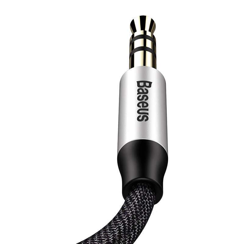 Baseus Yiven Audio kabel Kabel 3.5 męski Audio M30 1.5M Srebrny+ Czarny