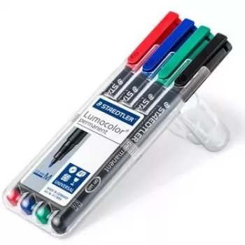 Marker permanentny Staedtler Lumocolor 317 WP4 czarny niebieski zielony czerwony