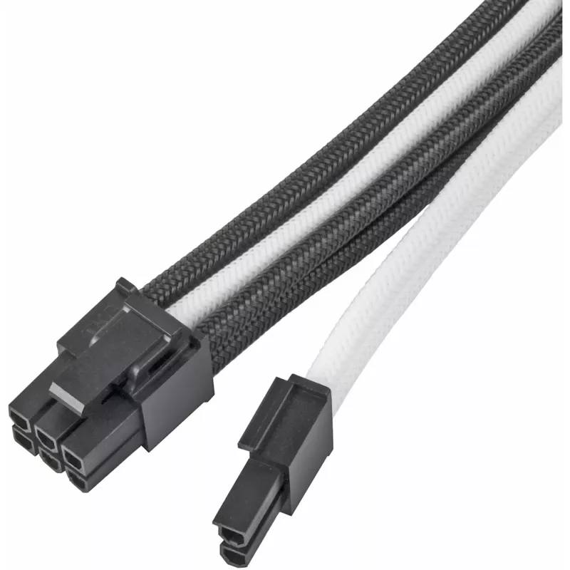 Przedłużacz zasilania SILVERSTONE PP07E 8‑pin PCIe 30 cm (czarno-biały)