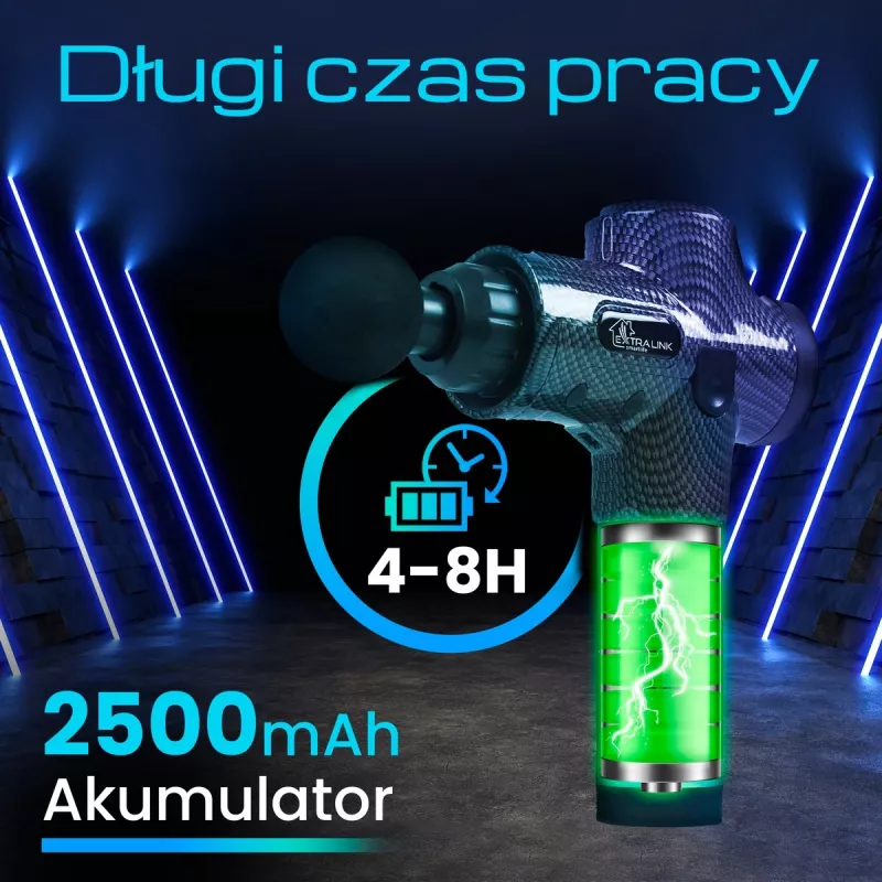 Pistolet do masażu Extralink MSG-01-PRO 3800 RPM 6 końcówek