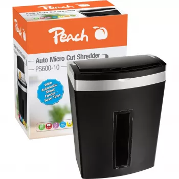 Niszczarka do papieru Peach PS600-10 Mikroniszczenie 63 dB Czarny, Srebrny