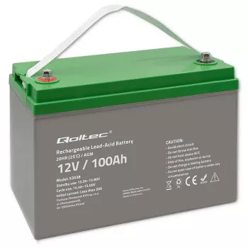 Qoltec 53038 Akumulator AGM | 12V | 100Ah | max 1200A