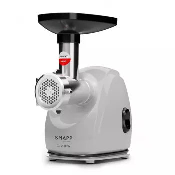 Elektryczna maszynka do mięsa SMAPP 489.8 Graphite 2000W, 1 prędkość, 3 sitka, min. średnica otworów 2,7 mm, maks. 8 mm