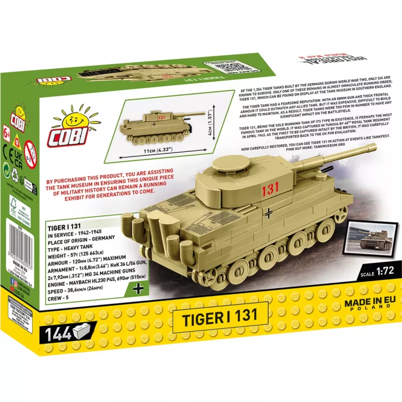 Zestaw konstrukcyjny Cobi Tiger I 131 — 144 elementy, zalecany wiek 6+, zielony