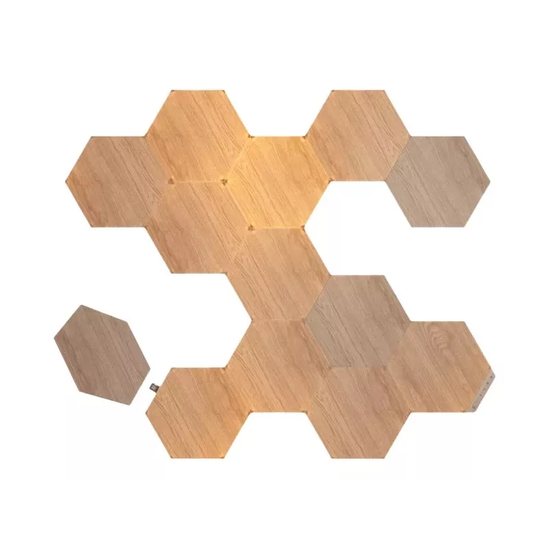 Nanoleaf | Elements Wood Look Hexagons Starter Kit (13 paneli) | Chłodna biel + Ciepła biel