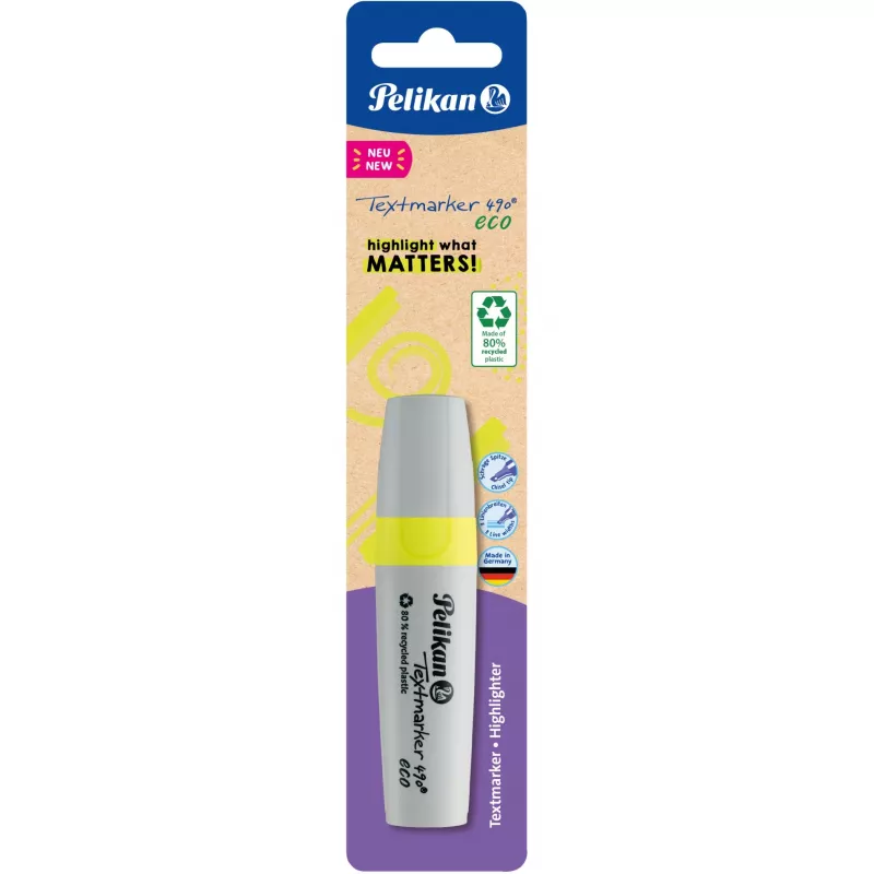 Zakreślacz Pelikan Textmarker 490 eco marker z końcówką dłutową Żółty