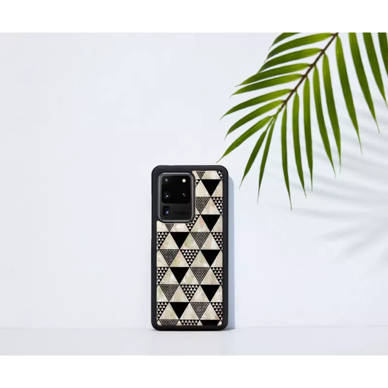 Etui ochronne iKins do Samsung Galaxy S20 Ultra — wzór piramidy, czarne
