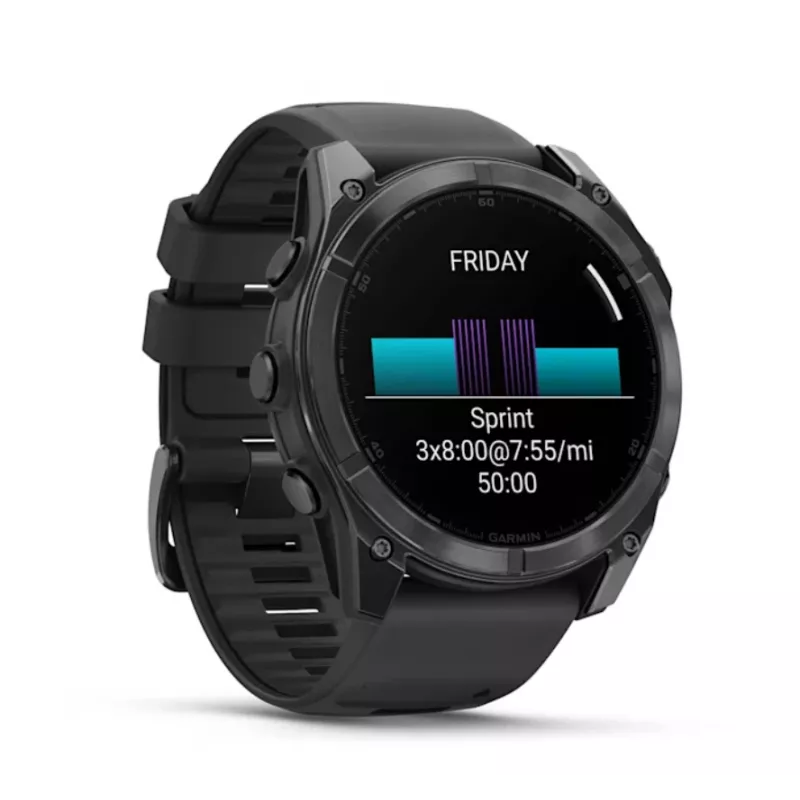 Smartwatch GARMIN Fenix 8 — obudowa tytanowa 51 mm, AMOLED 1,4 cala, GPS, 32 GB, 10 ATM, pasek silikonowy
