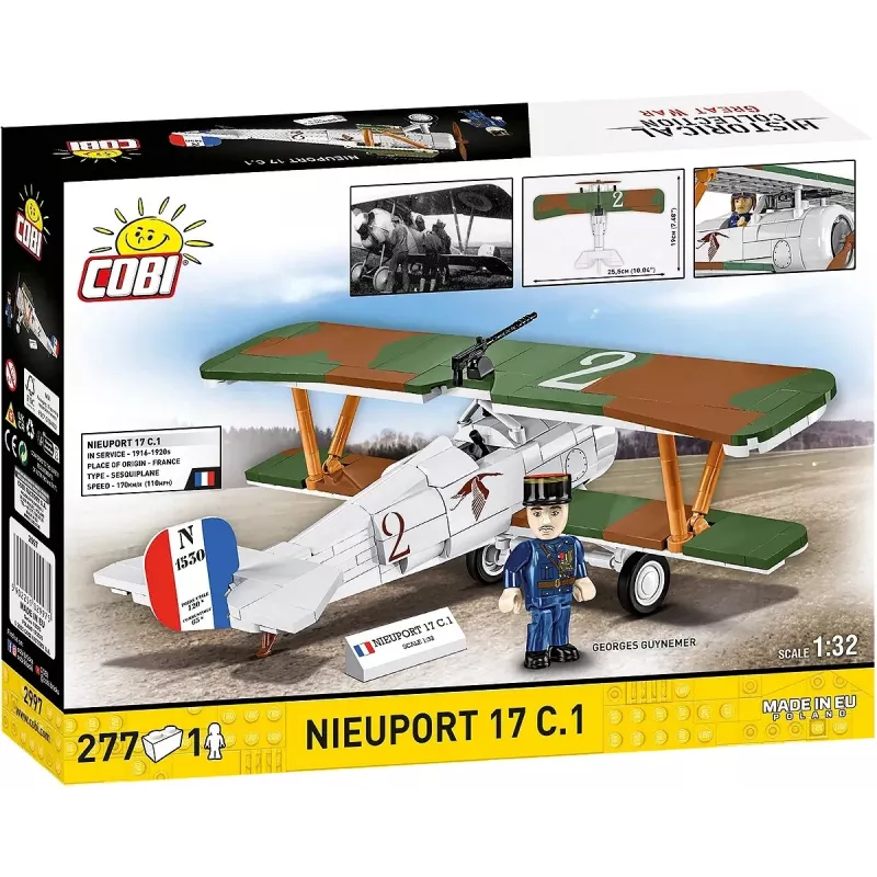 Klocki konstrukcyjne Cobi Blocks Nieuport 17 C.1 277 szt. — Zestaw modelu samolotu, Kolekcjonerski zestaw klocków